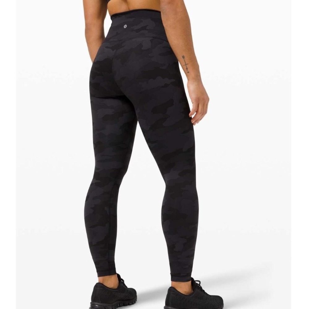 Lululemon Leggings Womens 4 Black Camo Wunder Under High Rise Athletic W5DJ3S